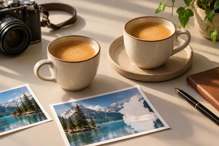 Coffee product photograph before distracting marks are cleared.